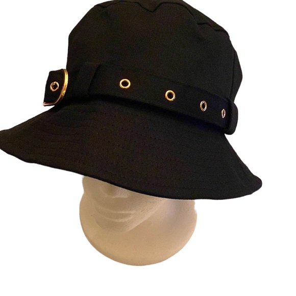Bucket Hat W/Buckle Detail Cargo Foldable Fashion Solid Color Black Fall Winter - Picture 12 of 13